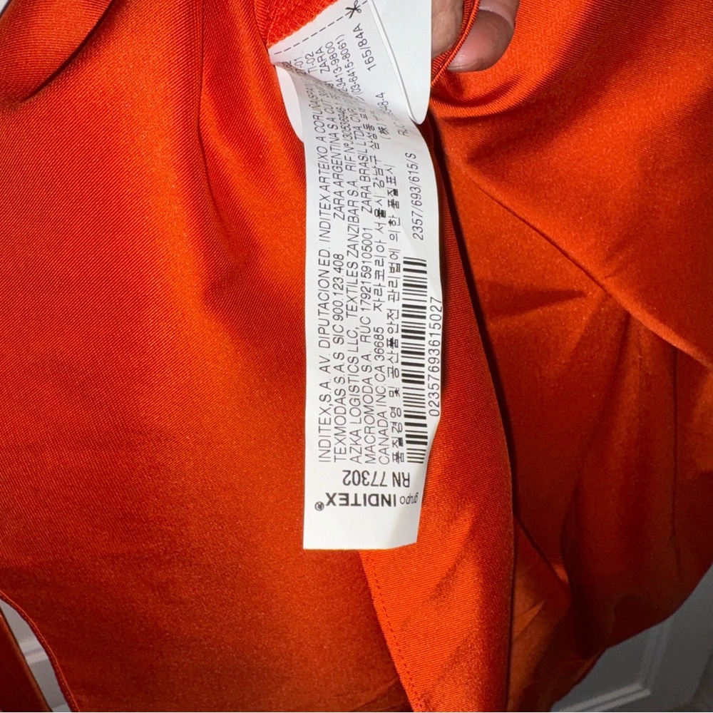 ZARA WOMAN ORANGE SATIN VOLUMINOUS SLEEVE BLOUSE SIZE Small - Picture 11 of 11